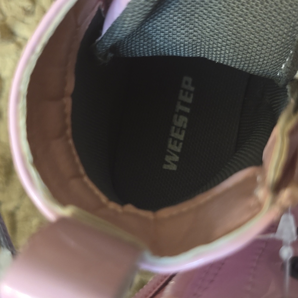 New Weestep Toddler Size 6 Pink Patent Hi Top Lace Up Side Zip Boot - Picture 7 of 7